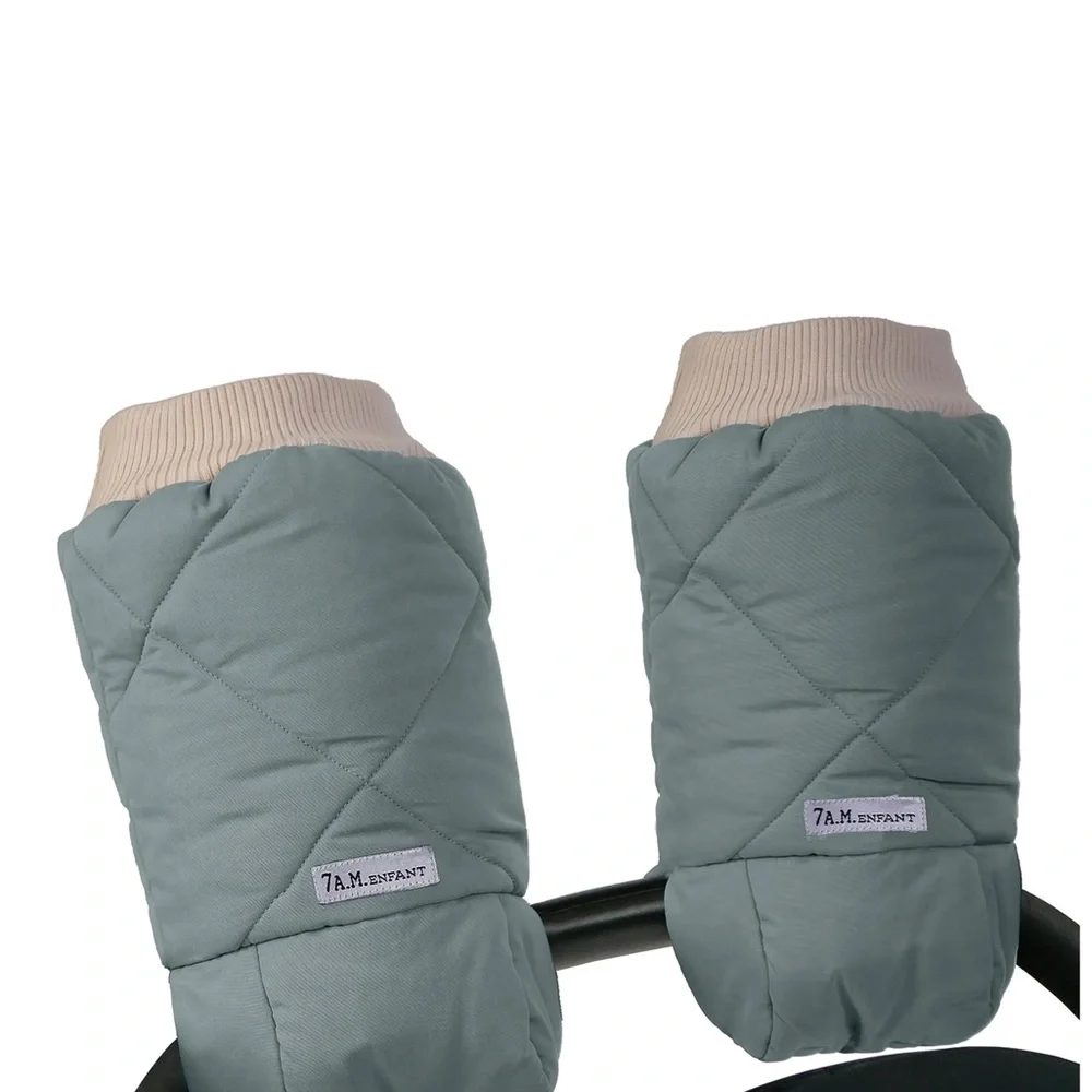 7 A.M. Enfant Warmmuffs+ Stroller Hand Muffs - Mirage Blue with Sherpa